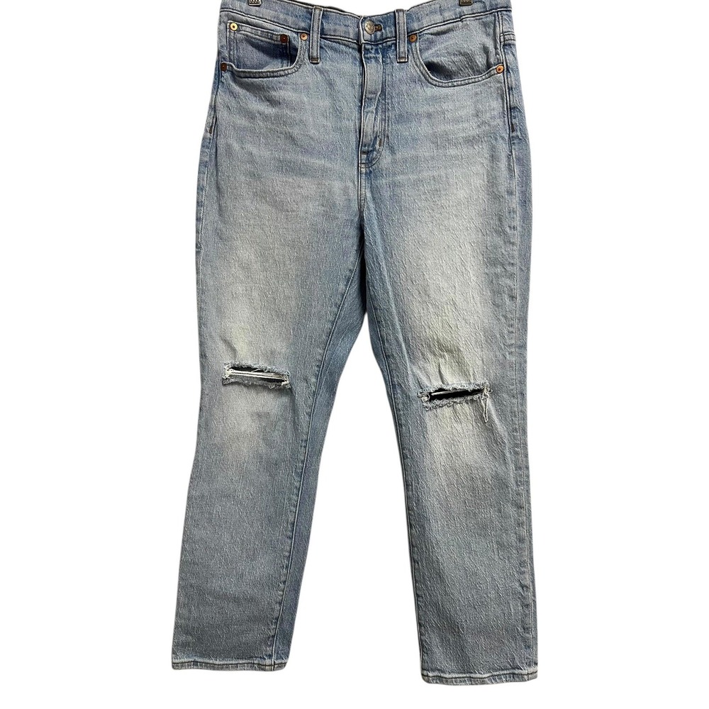 Madewell Jeans Womens 28 Light Wash High-Rise Slim Crop Boyjean Distressed Denim